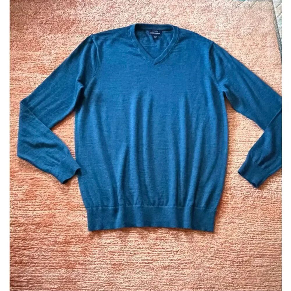 Lands’ End 100% Merino Wool V-Neck Sweater Men XL Tall
